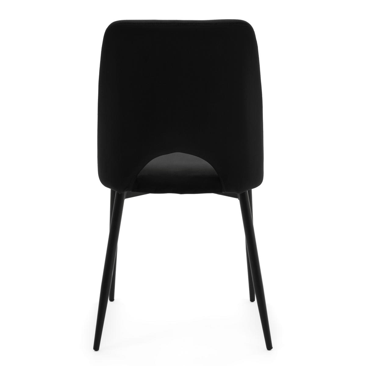 STUHL ORO gepolsterter mit Steppung - schwarz - Samt Velour - Schwarz, Textil/Metall (47/91/55cm) - NEW HOME