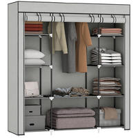STOFFSCHRANK Hellgrau 1 Stück - Hellgrau, Naturmaterialien (150/162.5/43cm) - GiPP