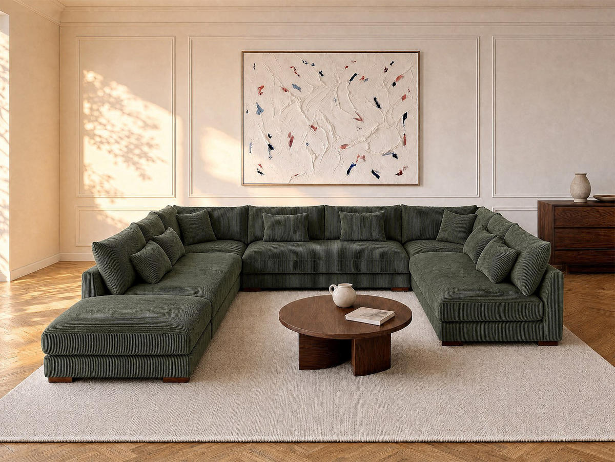 SOFA - 10 Personen - samt - grün Sperone - Grün, Textil (102/85/77cm) - Vente-Unique