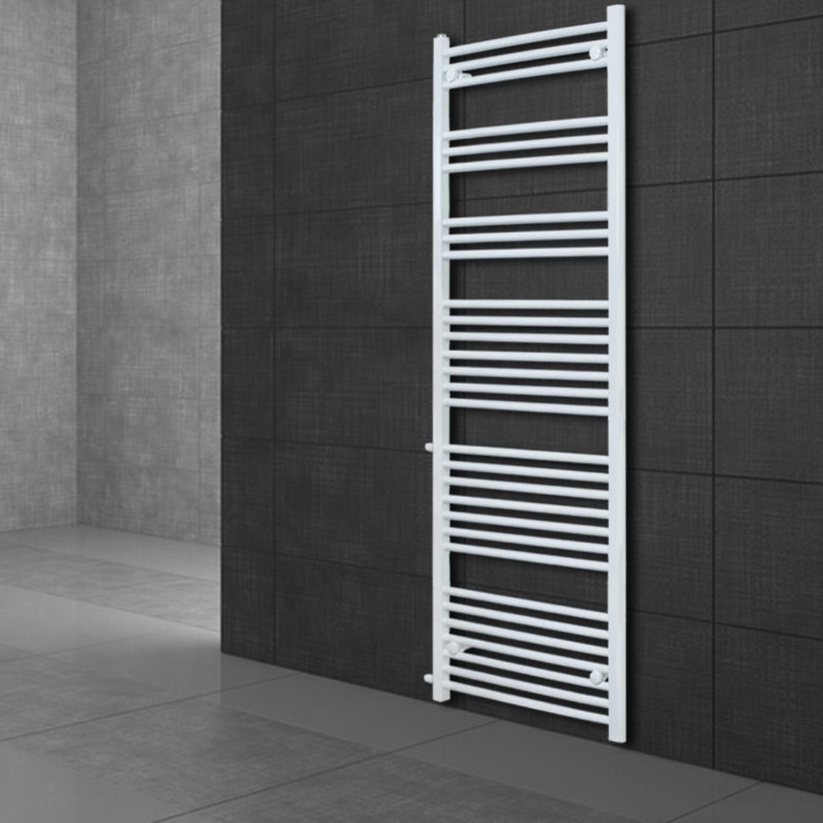 KOUPELNOVÝ radiátor Sahara 500 × 1800 mm, bílý, rovný, s termostatickým ventilem - bílá, kov (50/180/3cm) - LuxeBath