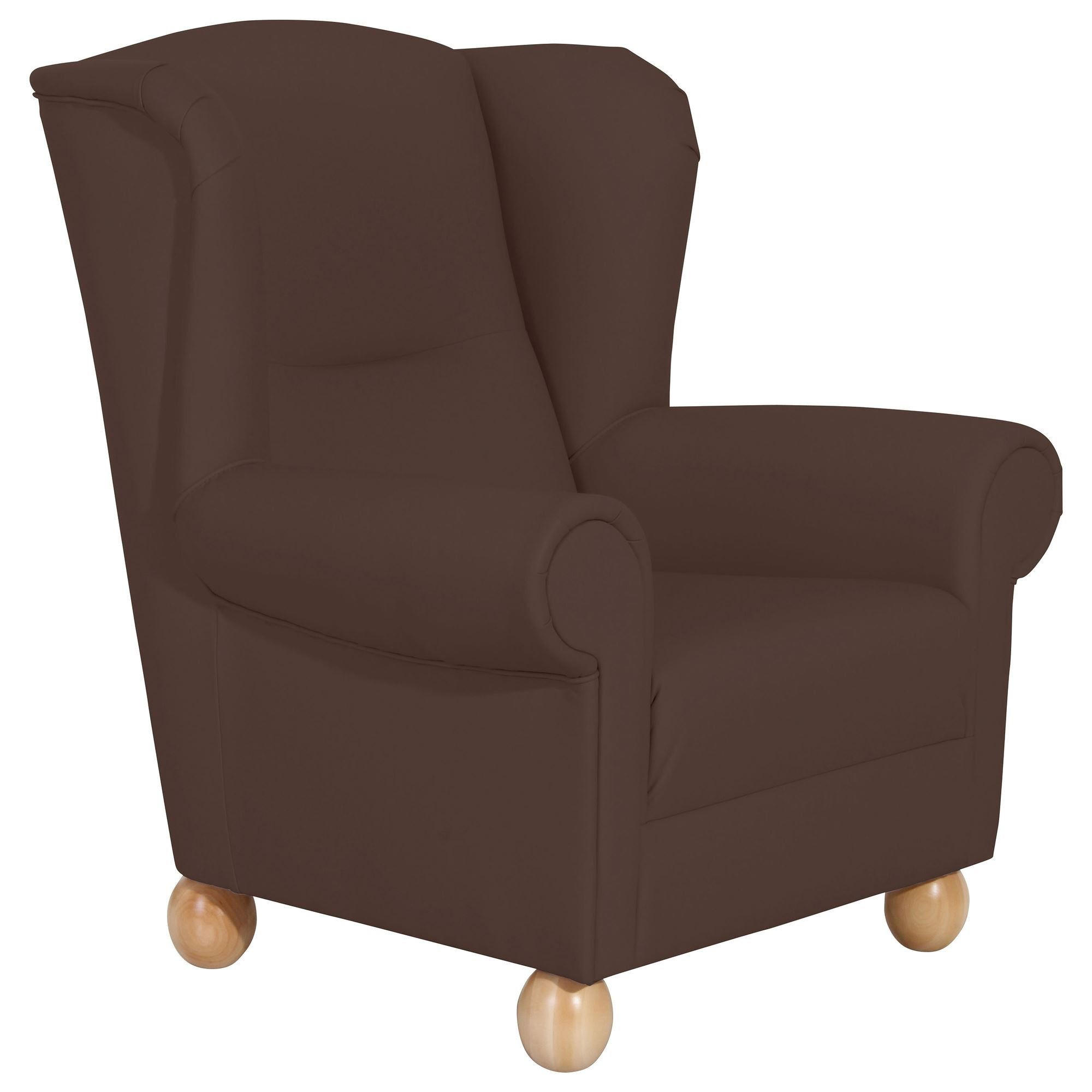 OHRENBACKENSESSEL Kasha Bezug Kunstleder Buche natur / braun - Buchefarben/Braun, Kunststoff (93/103/87cm) - 58aufmkessel
