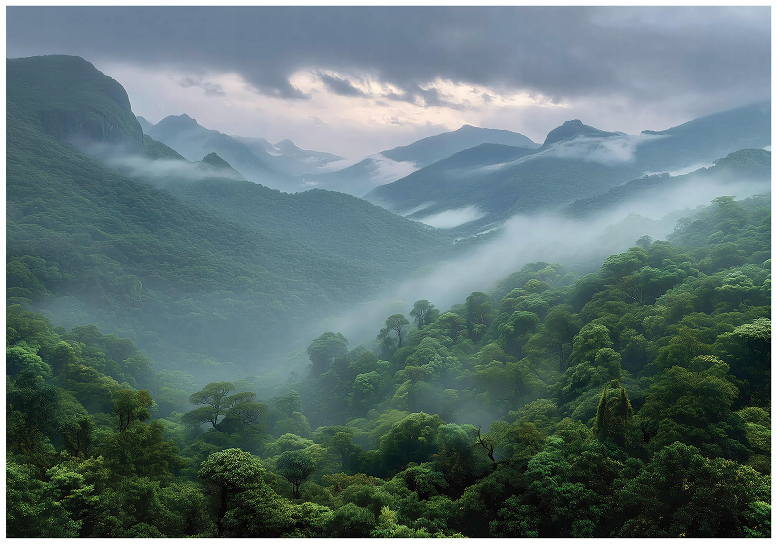 FOTOTAPETE Wald Gebirge Grün 150x105 cm - Multicolor, Papier (150/105cm) - Wallarena