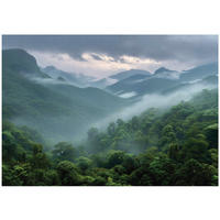 FOTOTAPETE Wald Gebirge Grün 150x105 cm - Multicolor, Papier (150/105cm) - Wallarena