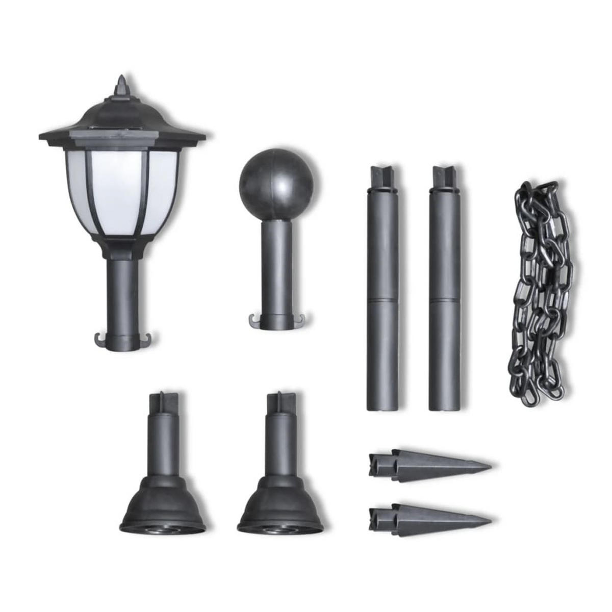 SOLARLEUCHTE 2-TLG. Led Lampe Aussenlampe Gartenleuchte Laterne - Schwarz, Kunststoff (16.5/14.5/125cm) - vidaXL