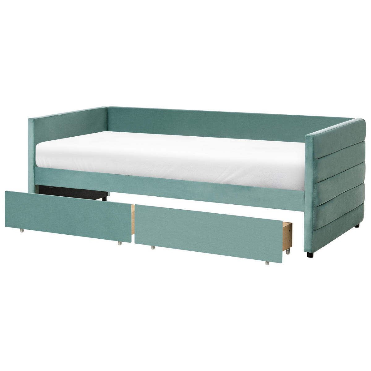 TAGESBETT mit Stauraum 90/200 Samtstoff Mintgrün Marray - Mintgrün, Textil (90/200cm) - Beliani