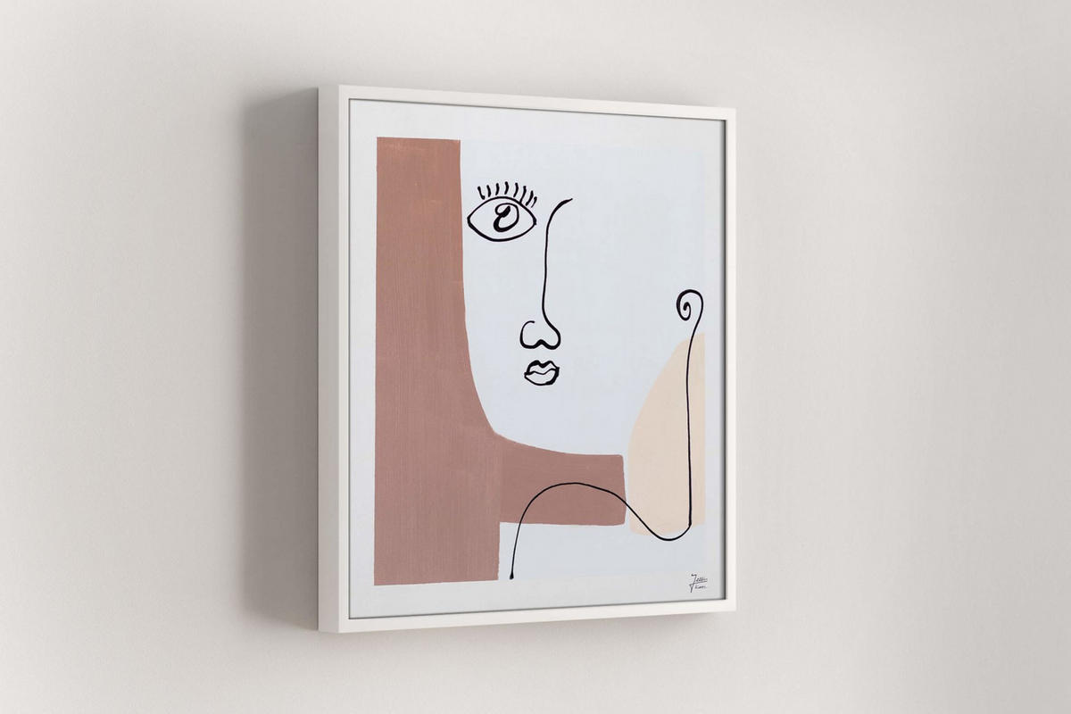 RUČNE MAĽOVANÝ AKRYLOVÝ OBRAZ 60/60 cm, biely/hnedý, figurálny motív - hnedá/biela, drevo/textil (60/60cm) - KUNSTLOFT