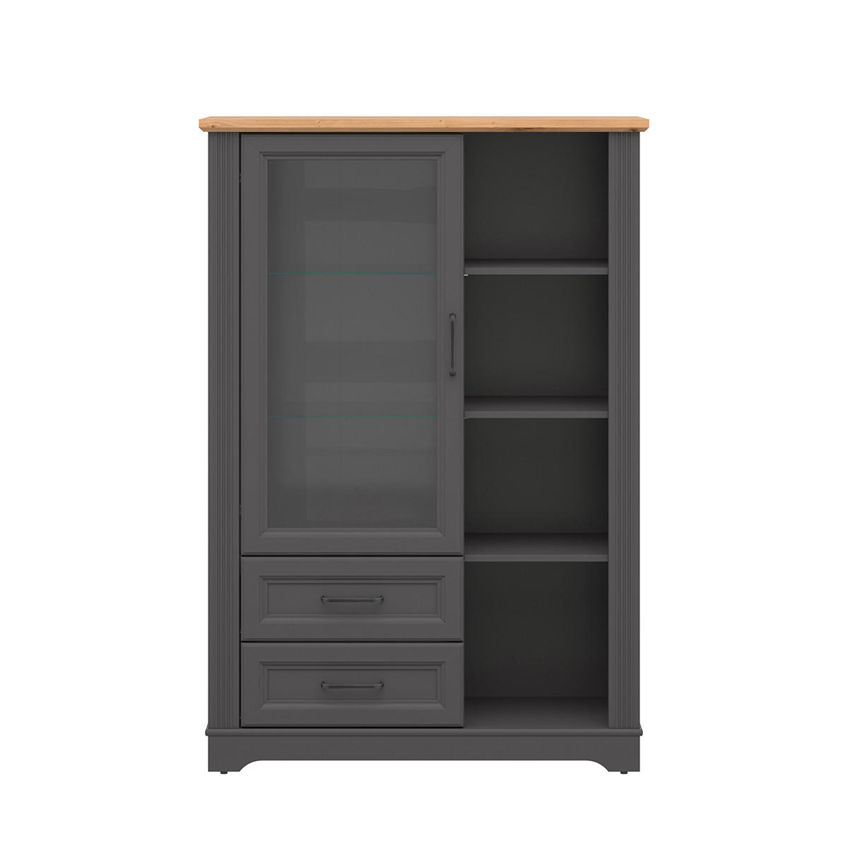 VITRÍNA Charlie Grey - šedá, kompozitní dřevo (100/146/42cm) - Petits-meubles