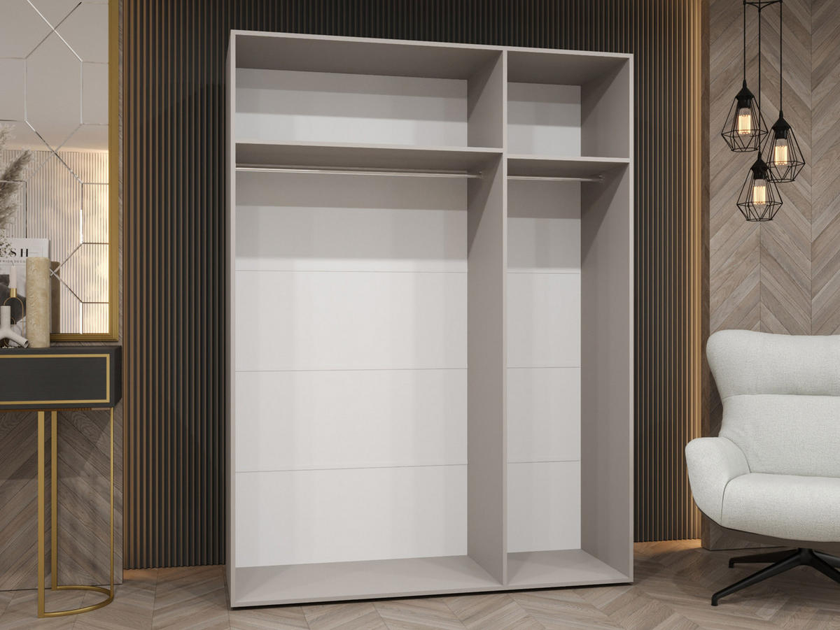 DREHTÜRENSCHRANK Mila II 150 - Kaschmir/Goldfarben, Holzwerkstoff/Kunststoff (150/202/52cm) - MIRJAN24