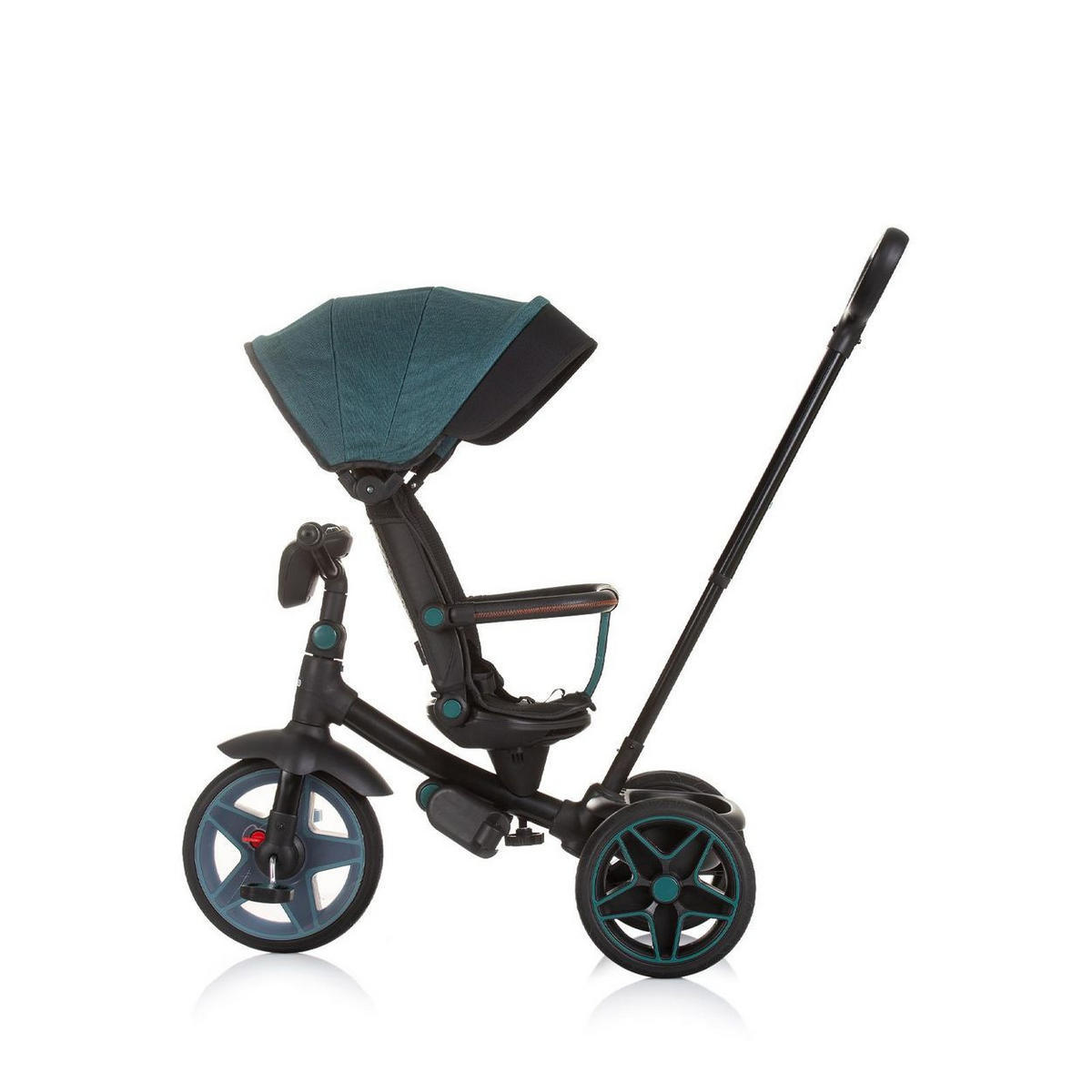 DREIRAD Derby 2 in 1 grün Musik, Licht, Korb, Schiebegriff, Gurt - Grün, Metall (80/50/105cm) - Chipolino