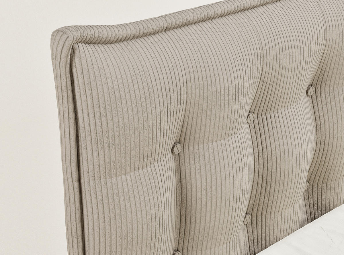 BOXSPRINGBETT Fatu 140/200 cm, in Beige, Bettkasten, Matratze, Topper - Beige/Schwarz, Holz/Holzwerkstoff (140/200cm) - Maison de Reve