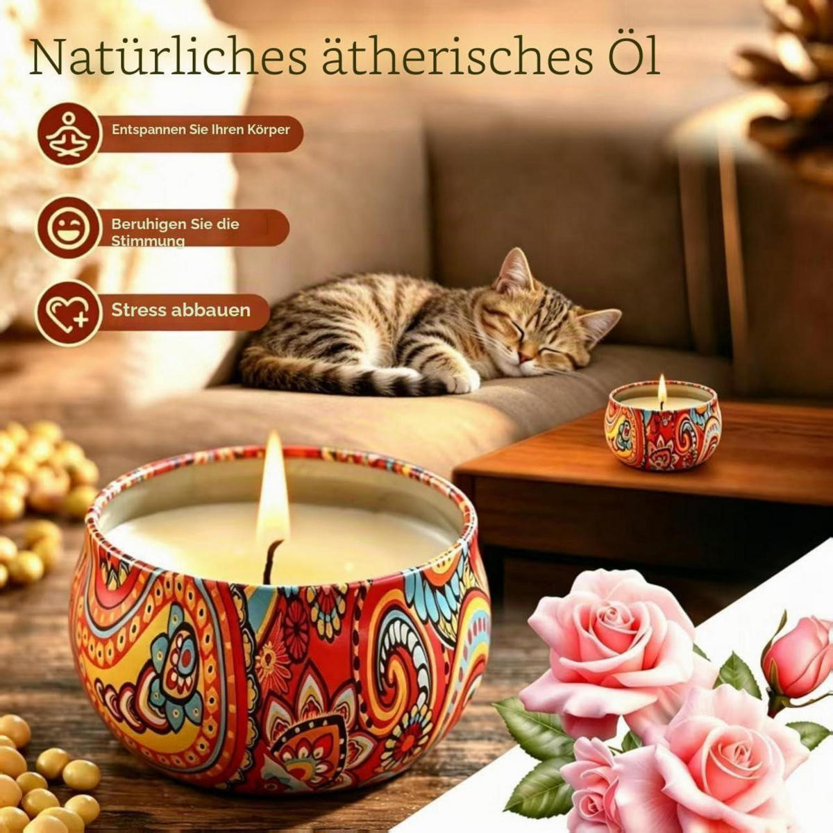 DUFTKERZEN Set 12-teilig mit 12 verschiedenen Düften - Multicolor, Paraffin (11cm)
