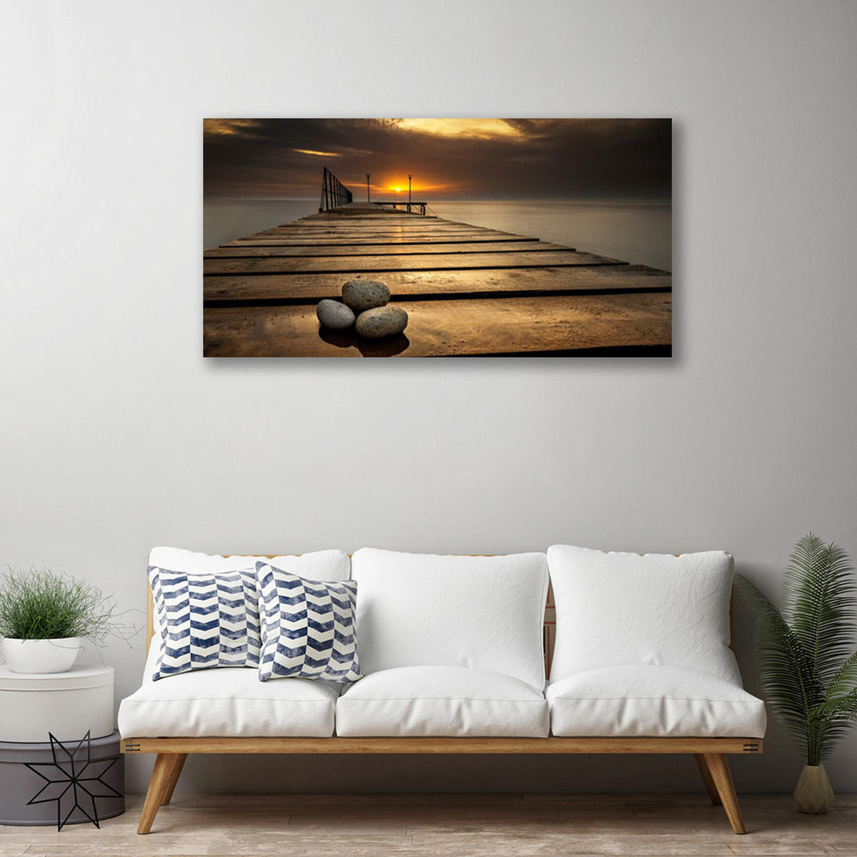 LEINWANDBILD 100x50 cm Seebrücke - Braun, Textil (100/4cm) - TULUP