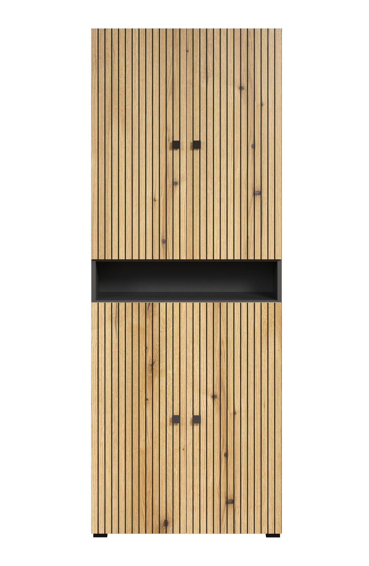 BADEZIMMERSÄULE mit Rillen, 4 Türen und 1 Fach - purebliss 70/31/186 cm - Eichefarben, Holzwerkstoff (70/188/31cm) - Trendteam