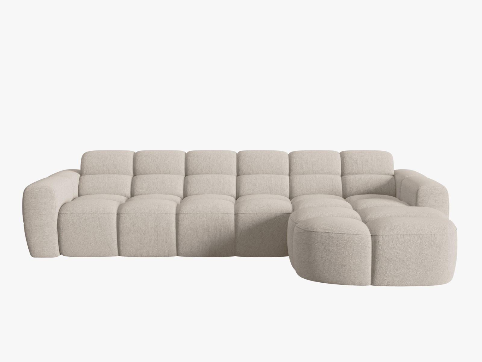 ECKSOFA rechts Lisa aus strukturiertem Stoff sand 4 Sitzplätze - Sandfarben, Textil (170/310cm) - Micadoni