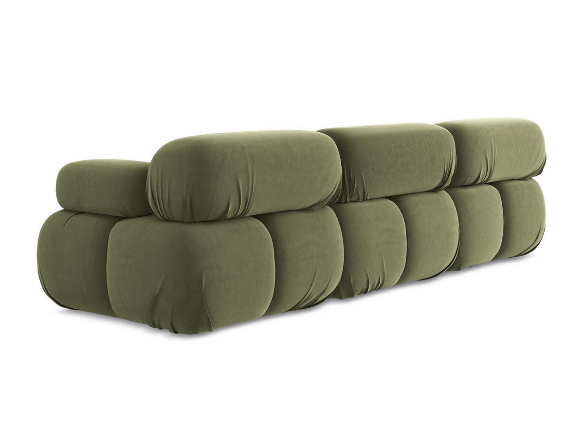 3-SITZER SOFA Samt Stoff Grün - Schwarz/Olivgrün, Kunststoff/Textil (285/70/96cm) - Makamii