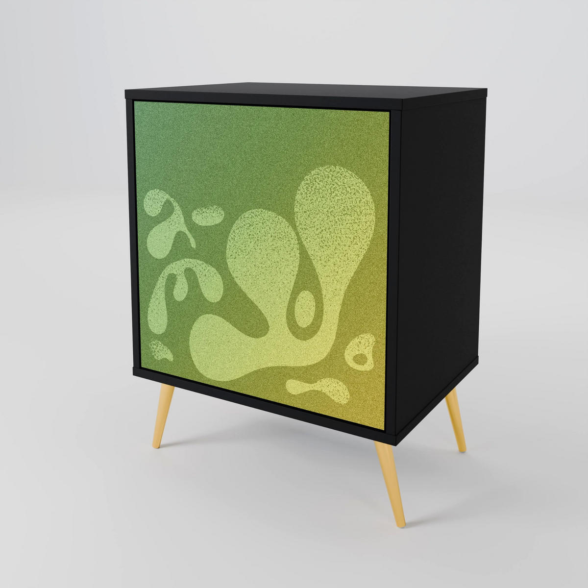SIDEBOARD IRREGULAR BLUE, Schwarz, 57,5x42x67,5 cm, Schwarze Metall-Rahmenfüße - Multicolor/Schwarz, Holzwerkstoff/Metall (57.5/67.5/42cm) - SpaceRebels