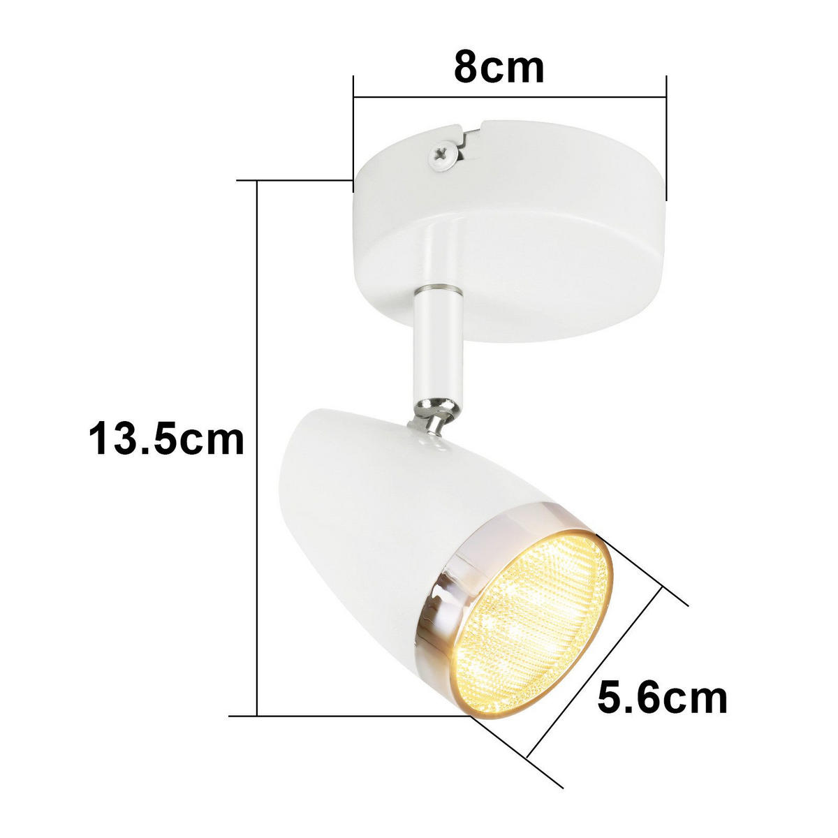 DECKENSTRAHLER Glanzar 13.5/5.6/8 cm - Weiß, Kunststoff (8/13.5/5.6cm) - ZMH