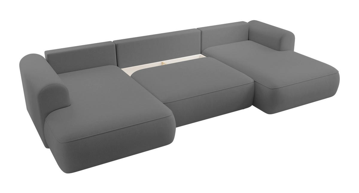 WOHNLANDSCHAFT Ovo Dunkelgrau Velours - Dunkelgrau/Schwarz, Textil (375/95/185cm) - Selsey