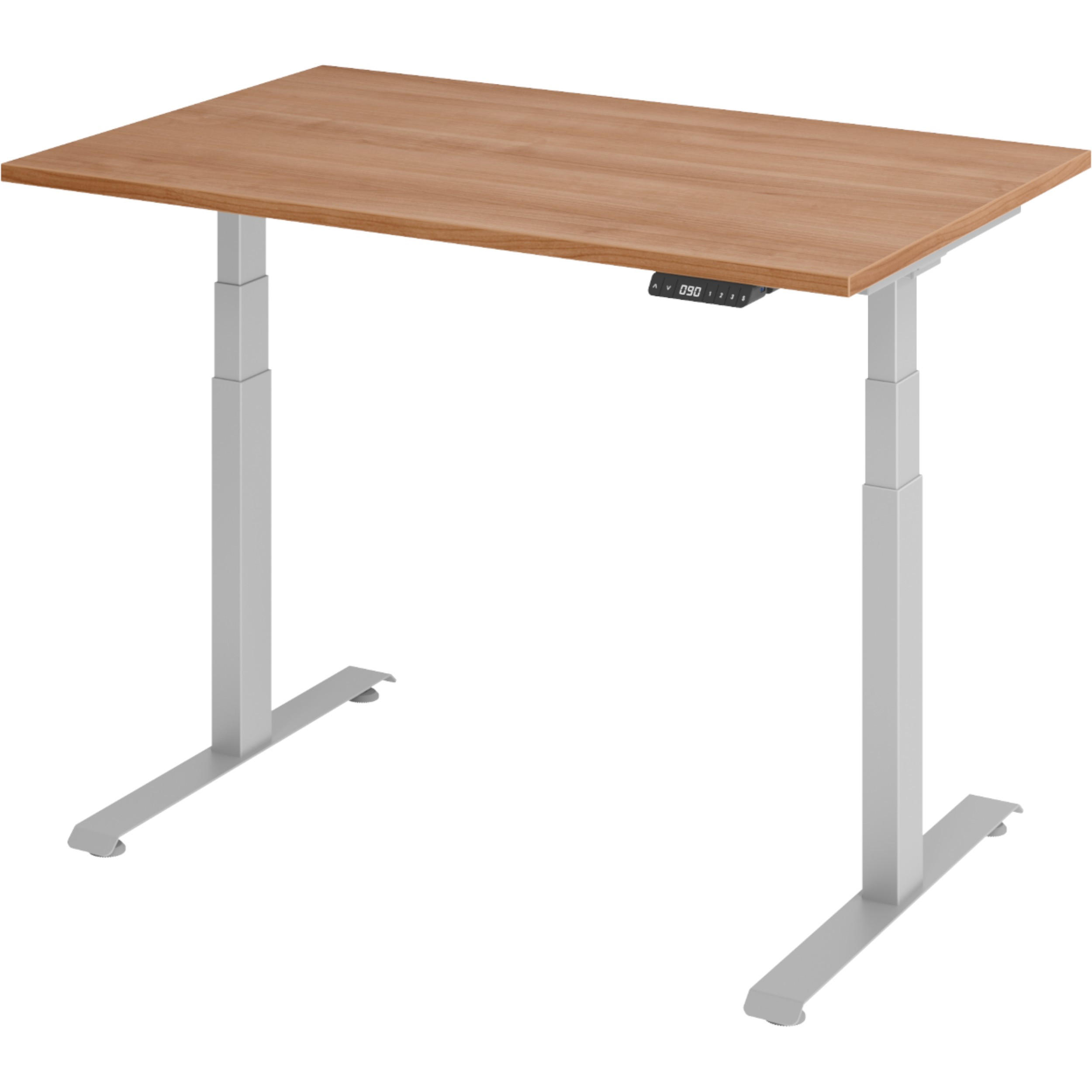 SCHREIBTISCH elektrisch 80/120/74 cm in Nussbaumfarben/Silberfarben - Silberfarben/Nussbaumfarben, Holzwerkstoff (80/120/74cm) - bümö