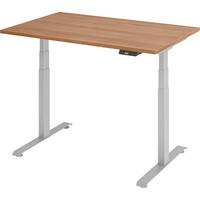 SCHREIBTISCH elektrisch 80/120/74 cm in Nussbaumfarben/Silberfarben - Silberfarben/Nussbaumfarben, Holzwerkstoff (80/120/74cm) - bümö