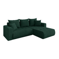 ROHOVÁ SEDAČKA s funkcí spaní, otoman vpravo MILA-L 277x194x86 zelená velur - černá/zelená barva, kompozitní dřevo/textil (277/194cm) - ALTDECOR