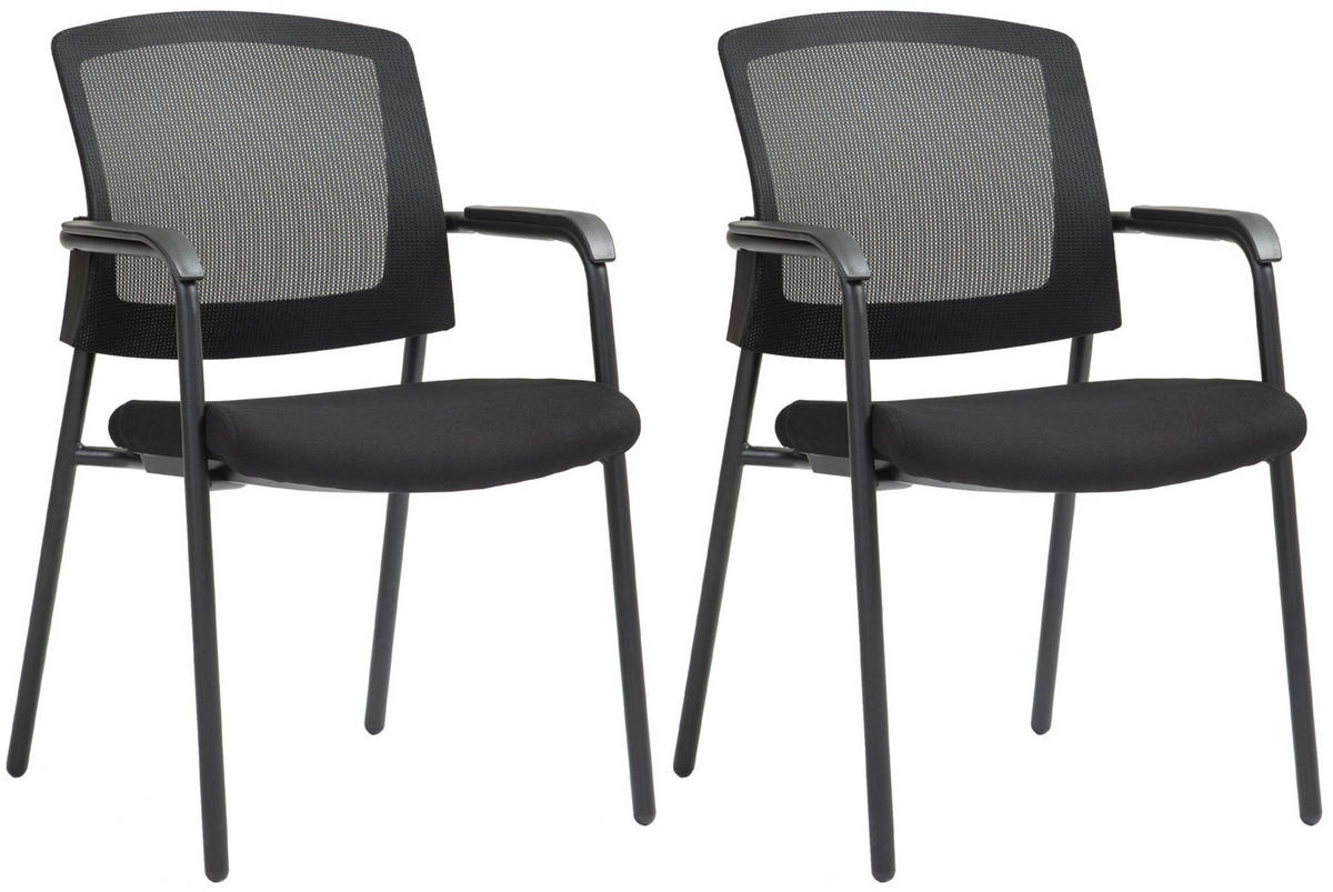 STAPELSTUHL 2er Set Metall Schwarz - Schwarz, Textil/Metall (58/86/60cm) - CLP