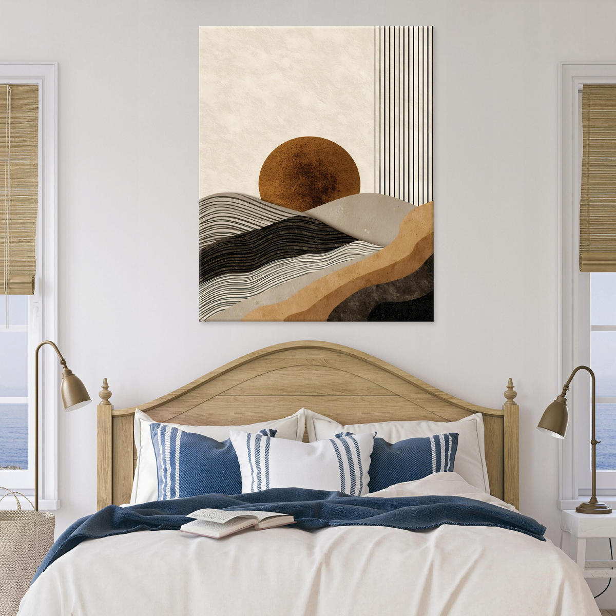 LEINWANDBILD Abstrakt Art Deco Beige 70x100 cm - Multicolor, Holzwerkstoff (70/100cm) - Wallarena