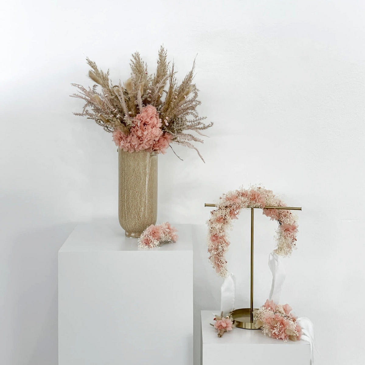HAARKRANZ Trockenblumen rosa - rosa - Rosa, Naturmaterialien (30cm) - Lykke & You