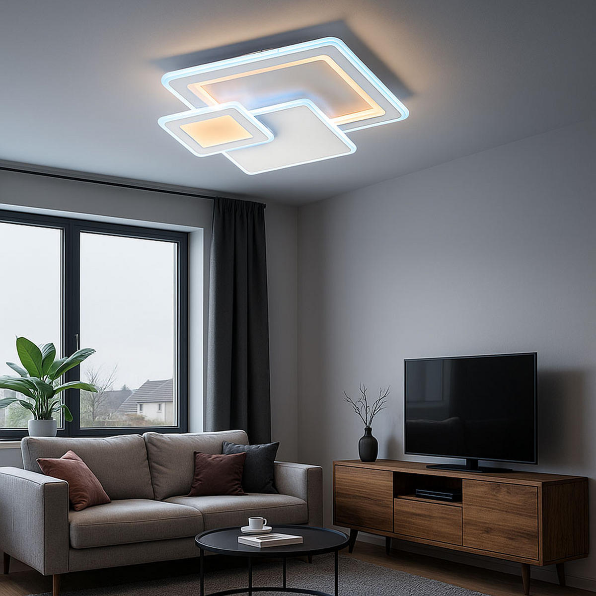 LED DECKENLEUCHTE MOLA Weiß Metall - Weiß, Metall (48/48/7.5cm) - Wofi