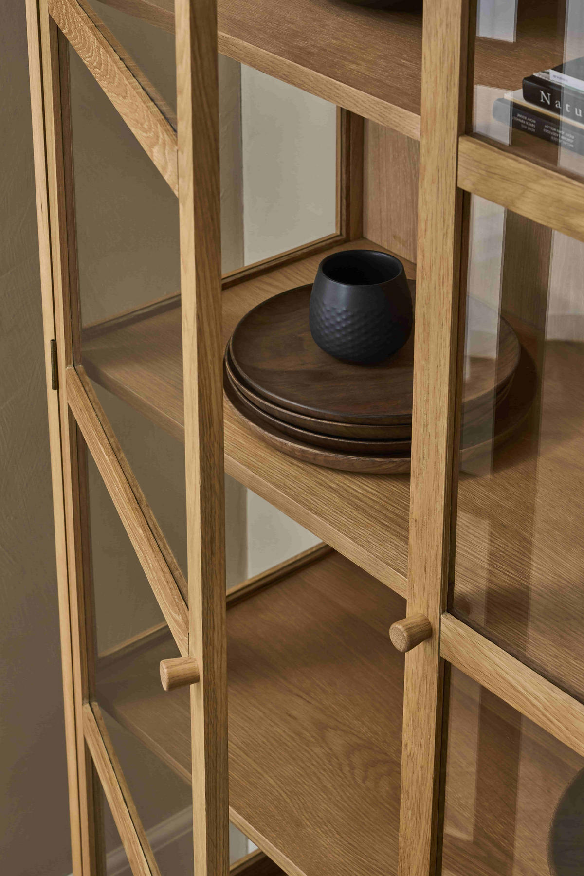 VITRINE Eiche massiv - Honigeiche/Eichefarben, Holz/Holzwerkstoff (100/180/40cm) - Furnhouse