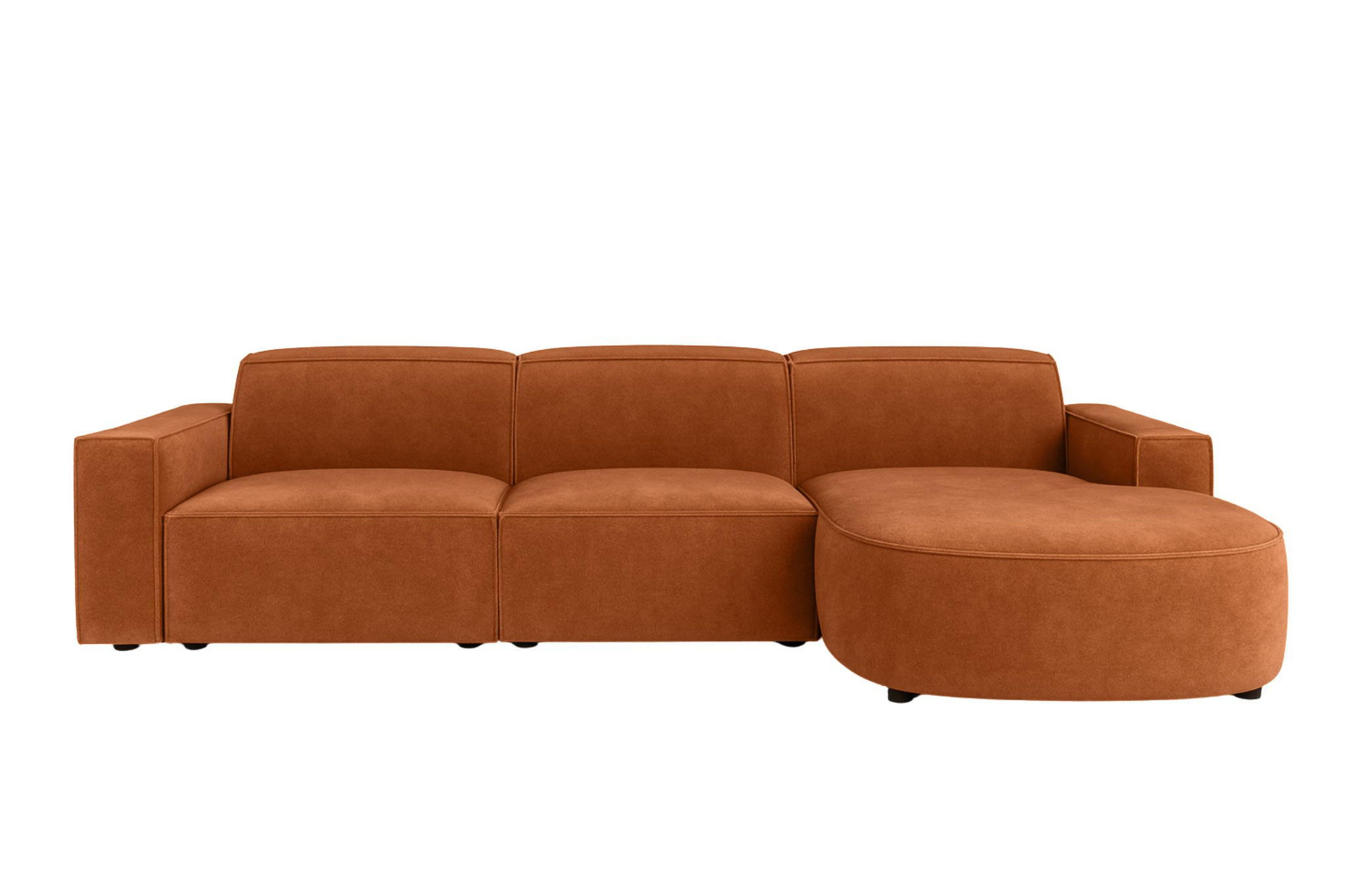 ECKSOFA Cursal Round L-Form, Stoff Salvador, Braun, Rechts - Braun, Holz (284/166cm) - Kaiser Möbel