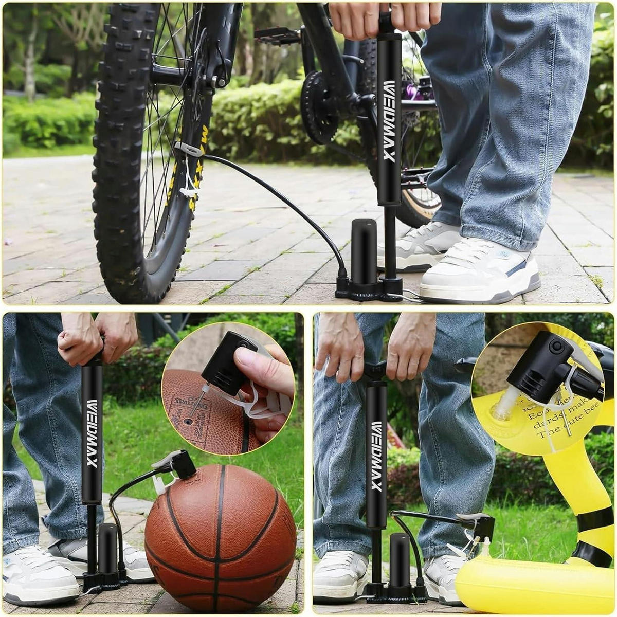 FAHRRADPUMPE mit Presta & Schrader Ventil 120PSI Schwarz - Schwarz, Kunststoff (13/4.5/34.3cm)