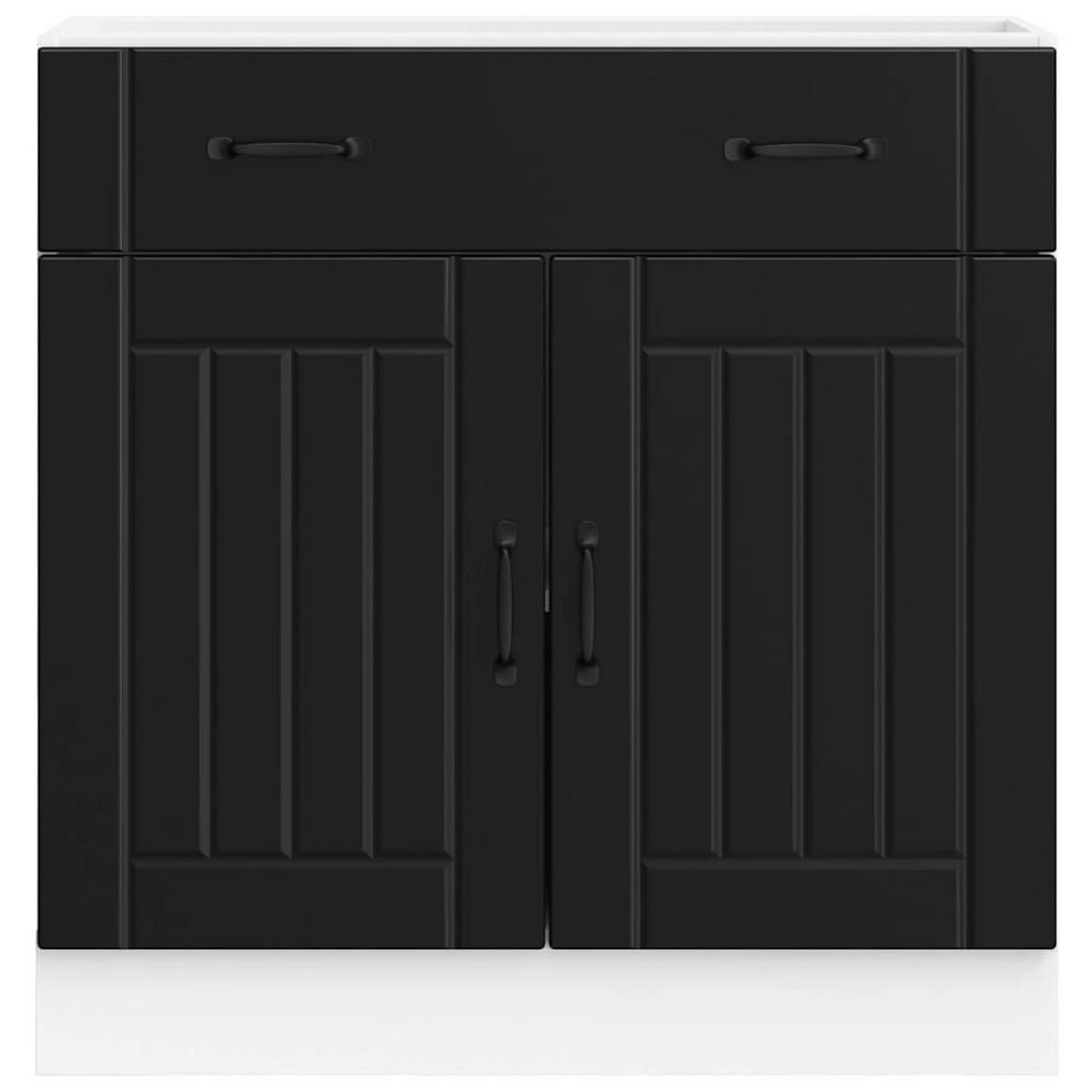 KÜCHENUNTERSCHRANK Lucca mit 2 Türen, 1 Schublade 80/46/81,5 cm aus Holzwerkstoff Schwarz - Schwarz, Holz (80/81.5/46cm) - vidaXL