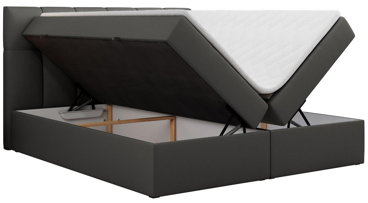 BOXBETT RICO 120/200 Dunkelgru Kunstleder - H3 - Dunkelgrau, Holz/Textil (120/200cm) - MKS
