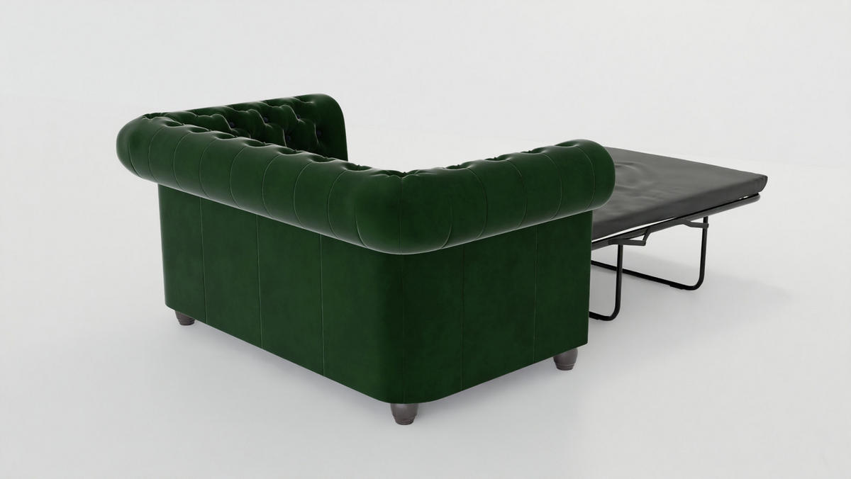 CHESTERFIELD-SOFA 2-sitzer mit Schlaffunktion Nyx Flasche grün Samt - Smaragdgrün/Braun, Holz/Textil (148/72/86cm) - S-Style Möbel