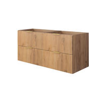 WASCHBECKUNTERSCHRANK, Eiche Craft, 120 (2 x 60) x 57 x 46 cm, Griff Gold, ohne Arbeitsplatte - Eichefarben/Goldfarben, Holzwerkstoff (120/57/46cm) - 3XE LIVING