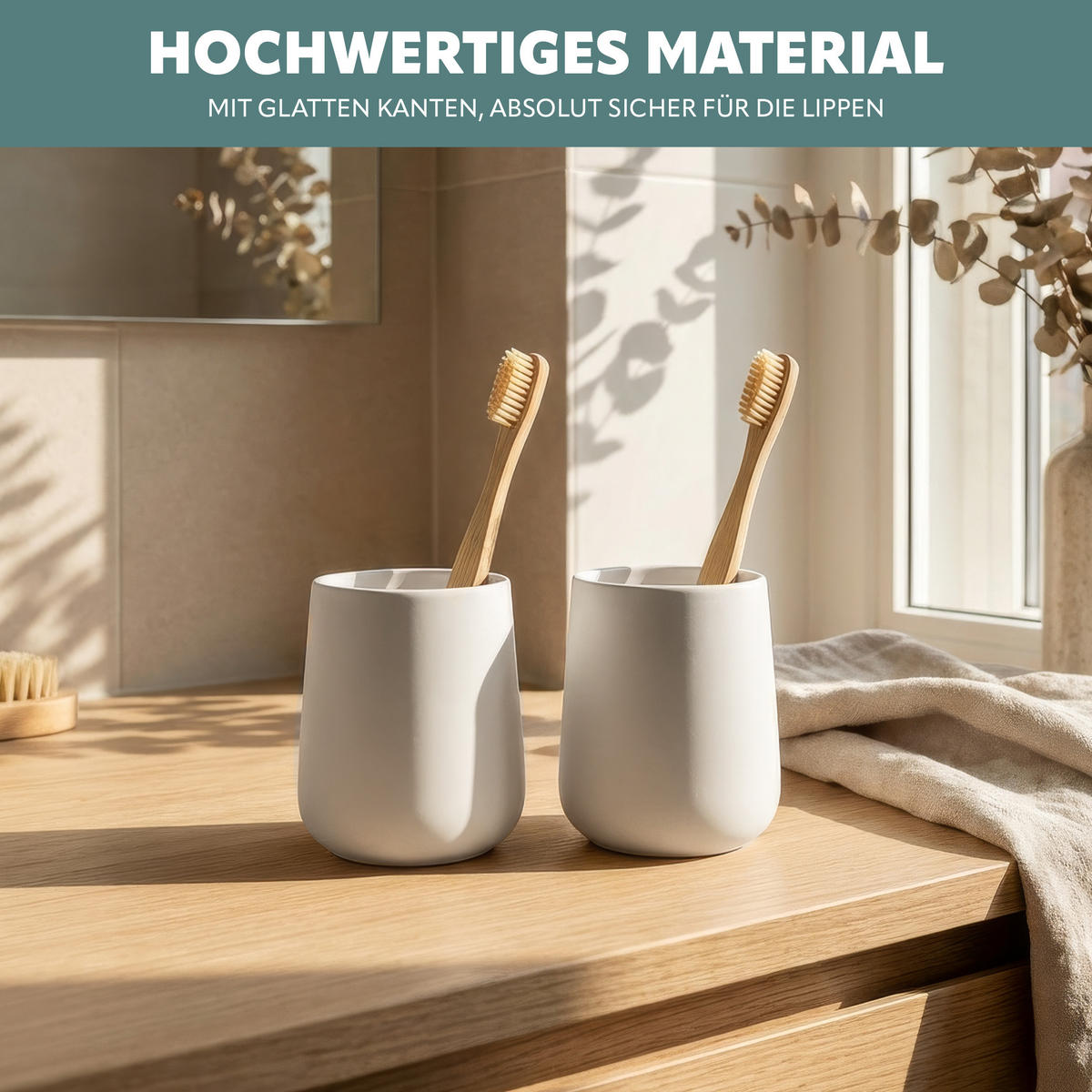 BECHER-SET TESERO 2tlg., Soft-Touch, weiß - Weiß, Kunststoff (8.5/10.5/8.5cm) - eluno