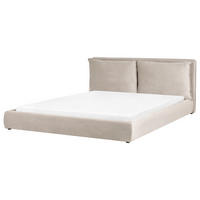 BETT mit Lattenrost 180/200 cm Samtstoff Taupe Bajonna - Taupe, Textil (180/200cm) - Beliani