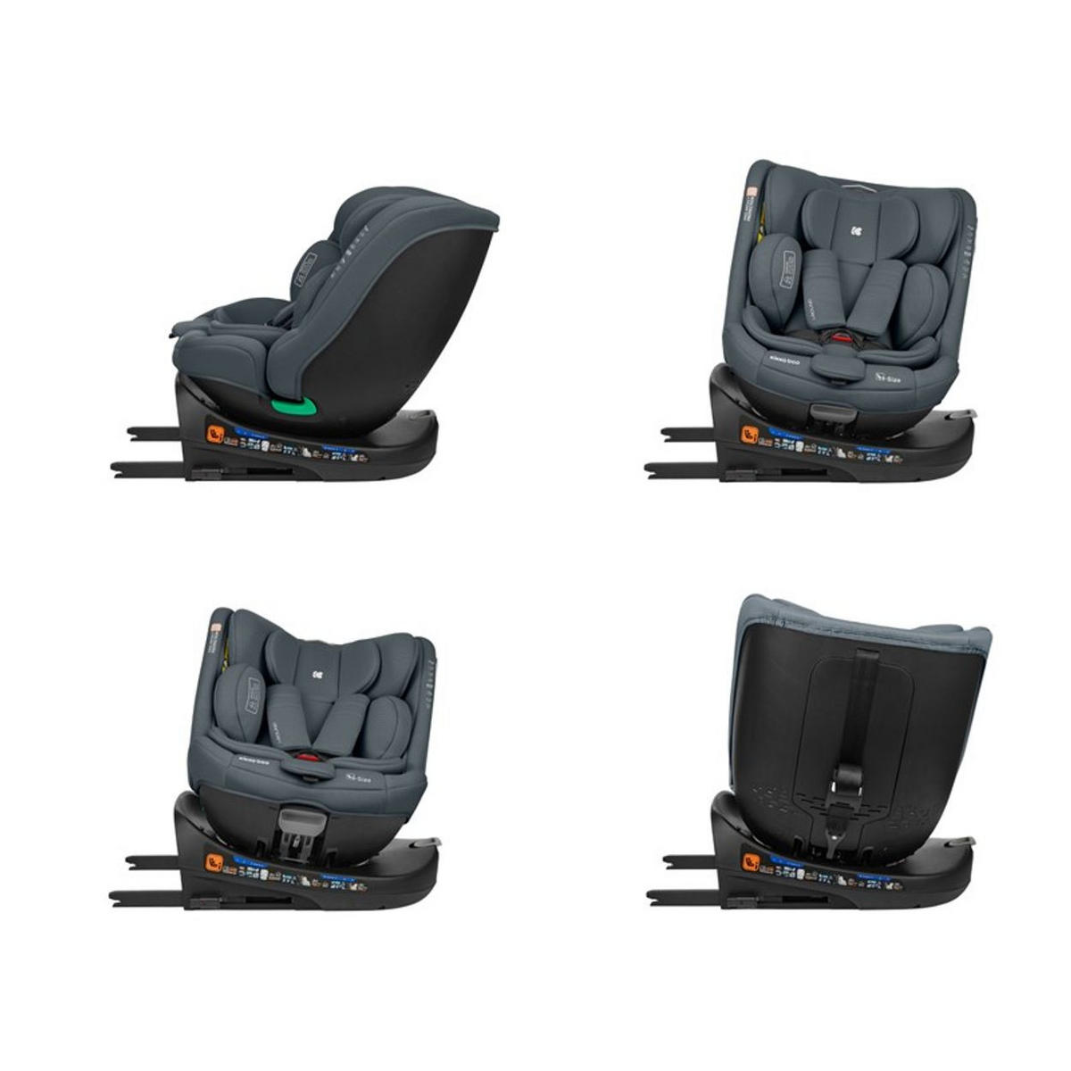 KINDERSITZ i-Round i-Size dunkelgrau (40-150cm) Isofix, 360-Grad-Drehung, Gurt - Grau, Textil (45/60/51cm) - Kikka boo