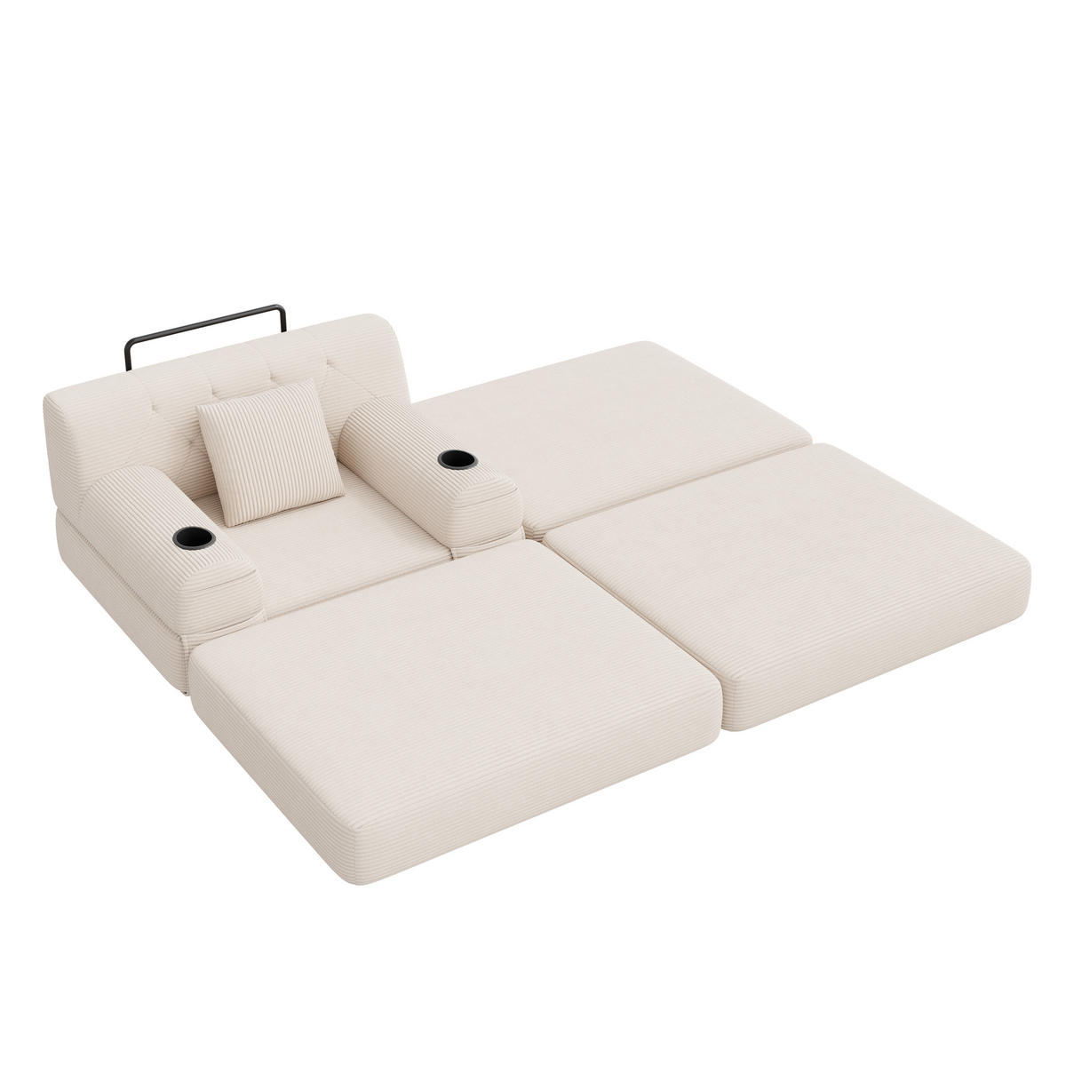 SCHLAFSESSEL mit Hocker und Liegefunktion, DE-42556, Beige - Beige, Textil (107/81/162cm) - ComfortXL