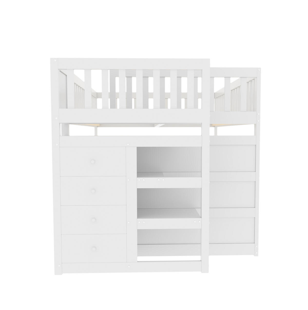 ETAGENBETT niedrig mit Treppe und 4 Schubladen 140x200 cm Holz Weiß - Weiß, Holzwerkstoff (140/200cm) - Beauniv