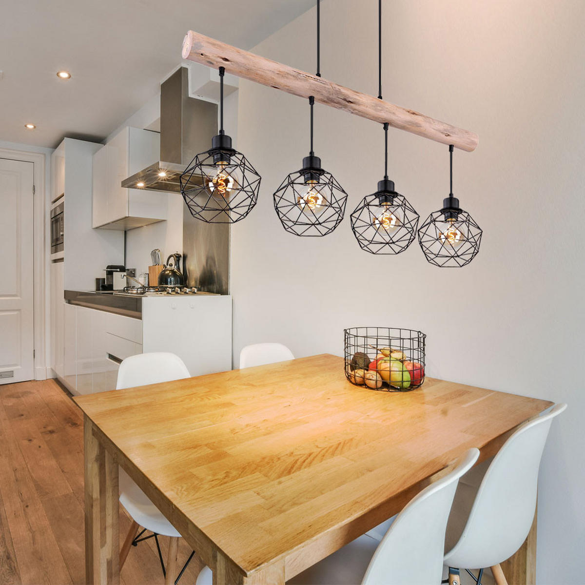HÄNGELEUCHTE Holz Braun Metall - Braun, Holz (85/18/120cm) - Globo Lighting