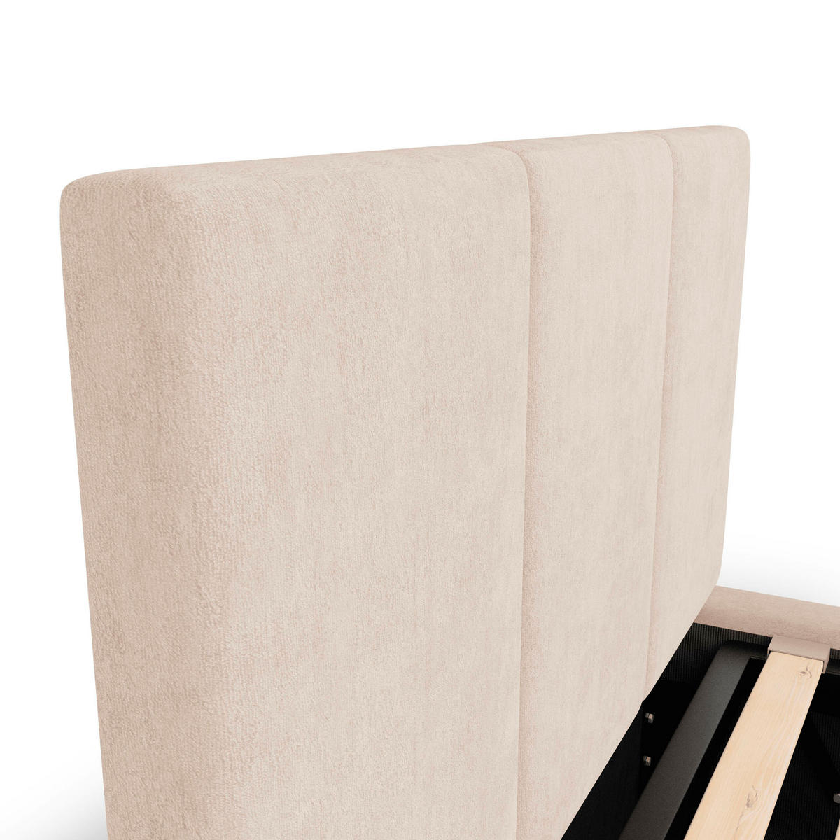 POLSTERBETT für Schlafzimmer Bett mit Stauraum Creme 90x200cm Kopfteil 120cm - Weiß, Holzwerkstoff/Metall (90/200cm) - Muralo