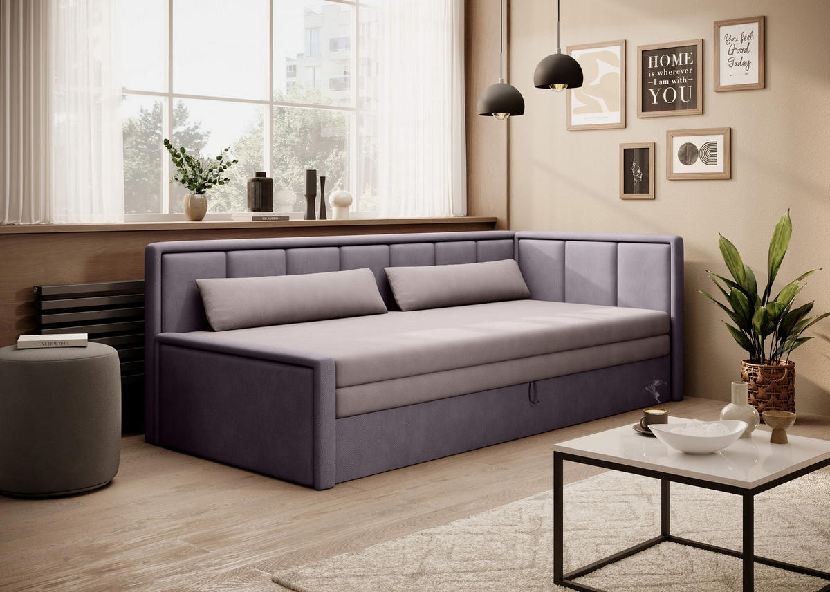 SCHLAFSOFA FULGEO mit Schlaffunktion & Bettkasten – Modernes 3-Sitzer Sofa, Liegefläche 200 x 150 cm - Pink, Kunststoff (214/82/77cm) - Wohnideebilder