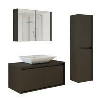 BADMÖBEL Set ATLANTIC-100 4-teilig - Schwarz, Holzwerkstoff (100/150/45cm) - Roomart