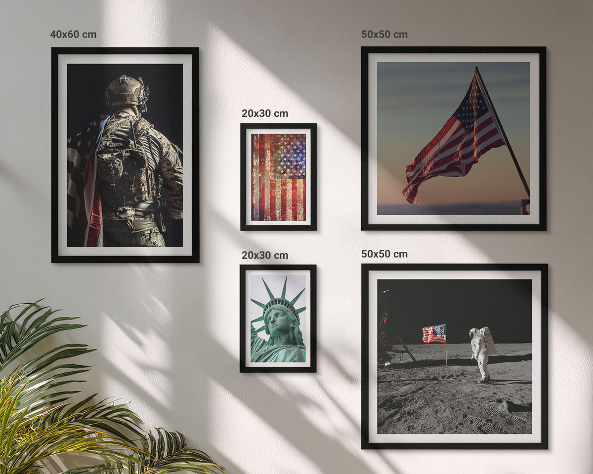 WANDBILDER 5er-Set - 50x50 cm & 20x30 cm & 40x60 cm Schwarzer Rahmen - Ruhige Landschaften am Strand der Sonne - Schwarz, Kunststoff (40/60cm) - ArtPrintCave