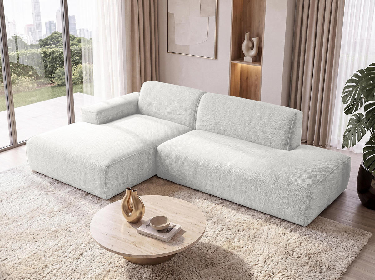 ECKSOFA L Form Didim Duo Weiß 288/162/80 cm – stilvolle kleine Eckcouch Links - Schwarz/Weiß, Kunststoff/Textil (288/162cm) - AX Living
