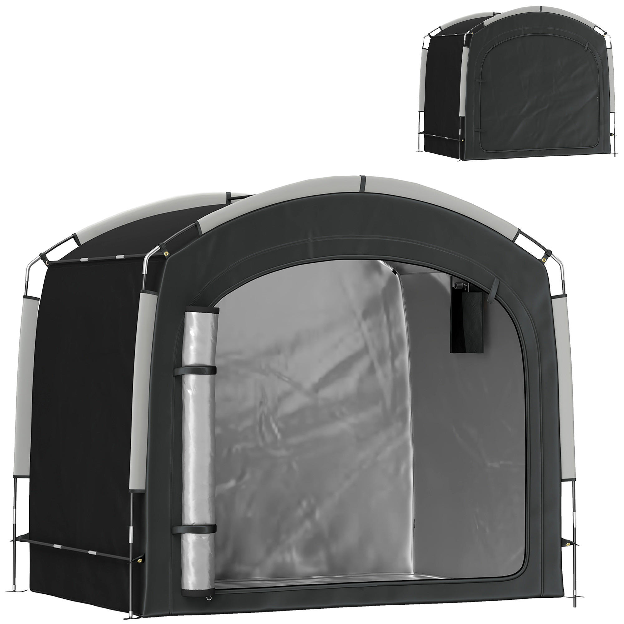 FAHRRADGARAGE DE-12734 220/150/195 cm mit 2 Seitentaschen Schwarz - Schwarz, Textil (150/195/220cm) - ComfortXL