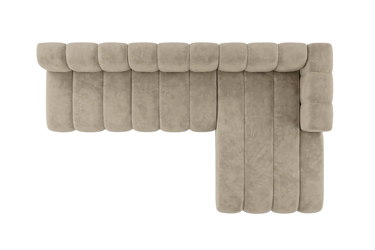 ECKSOFA Modulares In L-Form, Velvet-Stoff Riviera, Beige, Rechts, GRAND 295 cm - Beige, Holz (295/179cm) - Kaiser Möbel