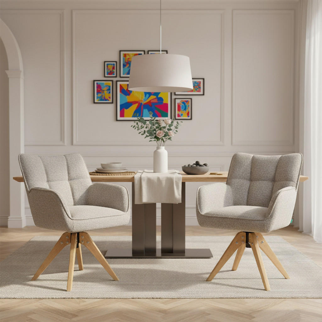 Thumbnail - Dubi Möbel Drehstuhl, Hellgrau, Textil, 59x84x66 cm, Arbeitszimmer, Bürostühle, Drehstühle